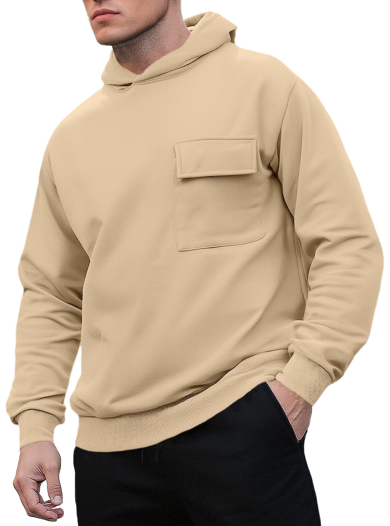 Herren Kapuzenpullover Bequem mit Brusttasche Modern