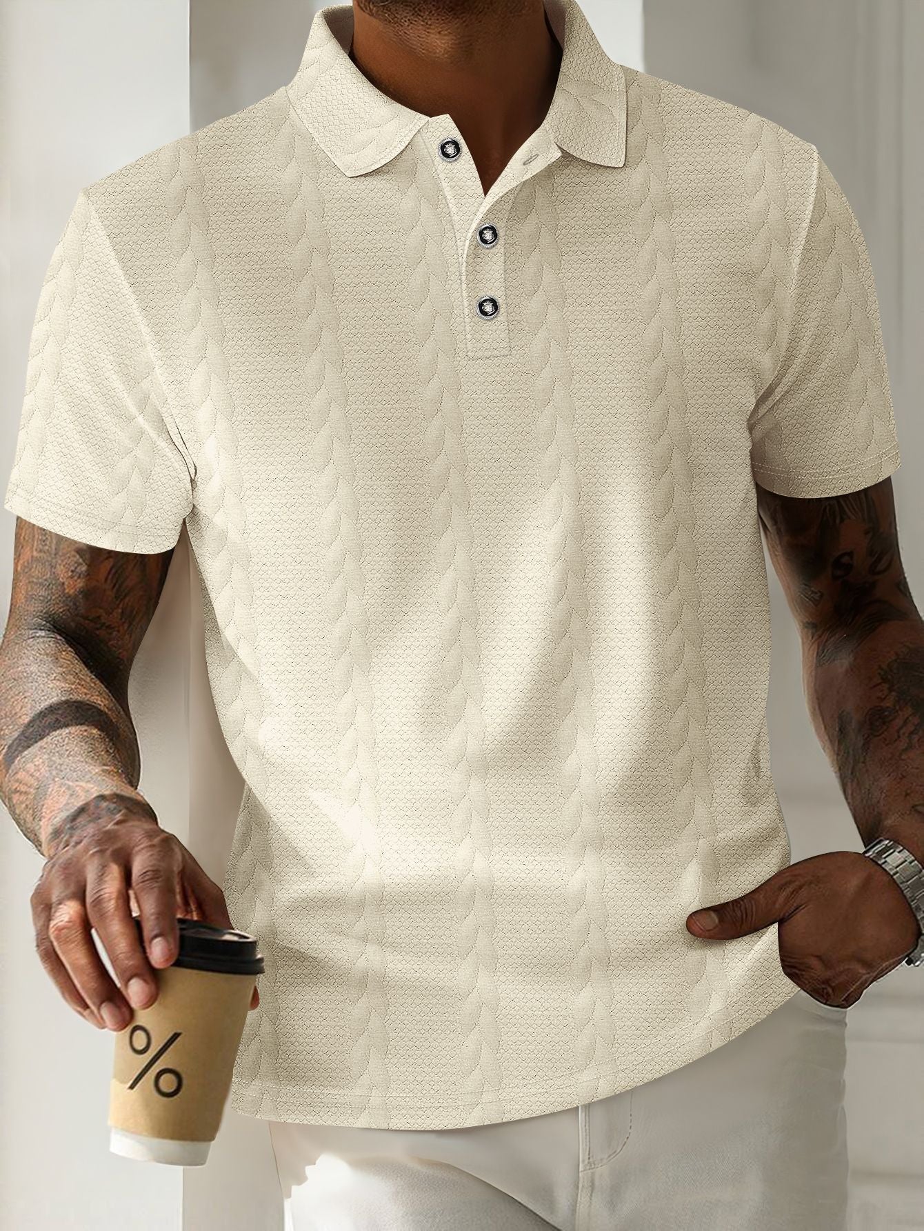 Herren Polohemd Elegantes Design mit Knöpfen Modern