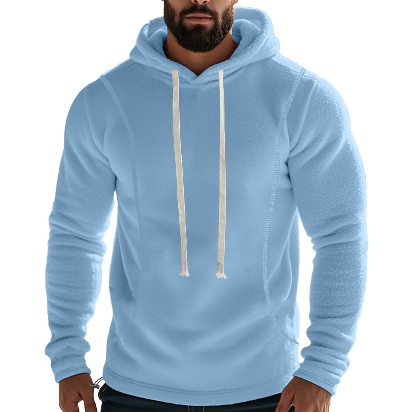 Herren Fleece Pullover Kapuzenjacke Hochkragen Tasche