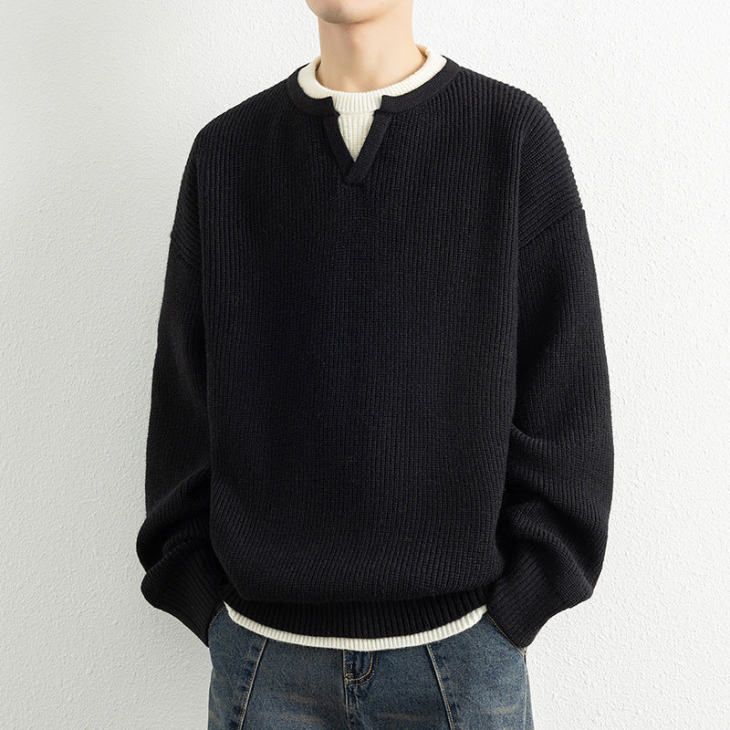 Strickpullover Herren V-Ausschnitt Modern Strukturiert