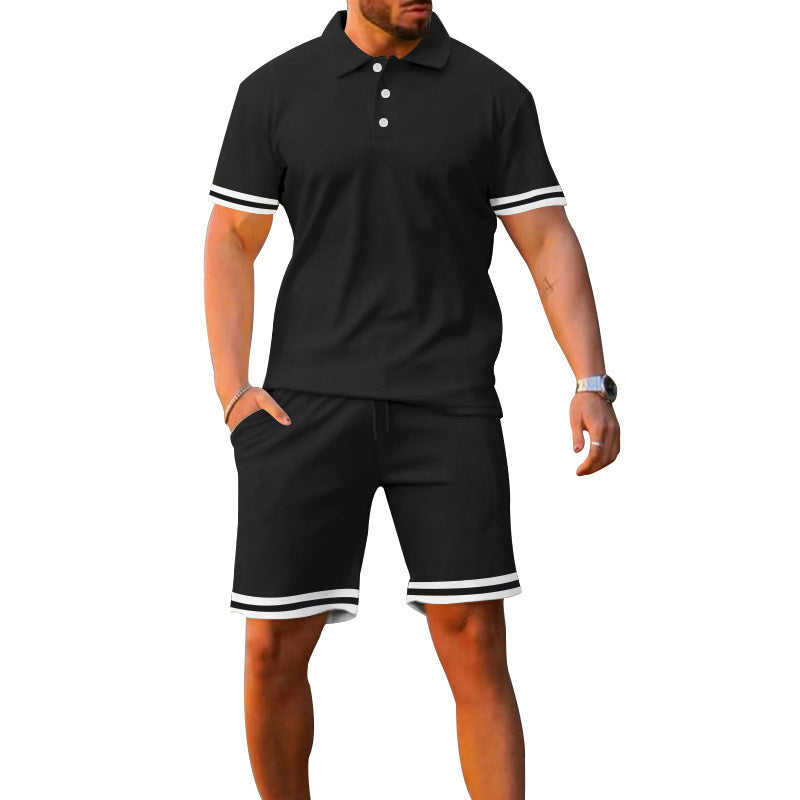 Herren Sportset Poloshirt Shorts Komplett Sportlich