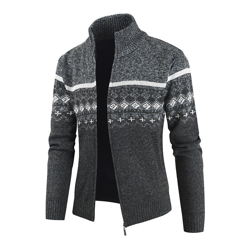 Herren Strickjacke Modern Geometrisches Muster Zipper