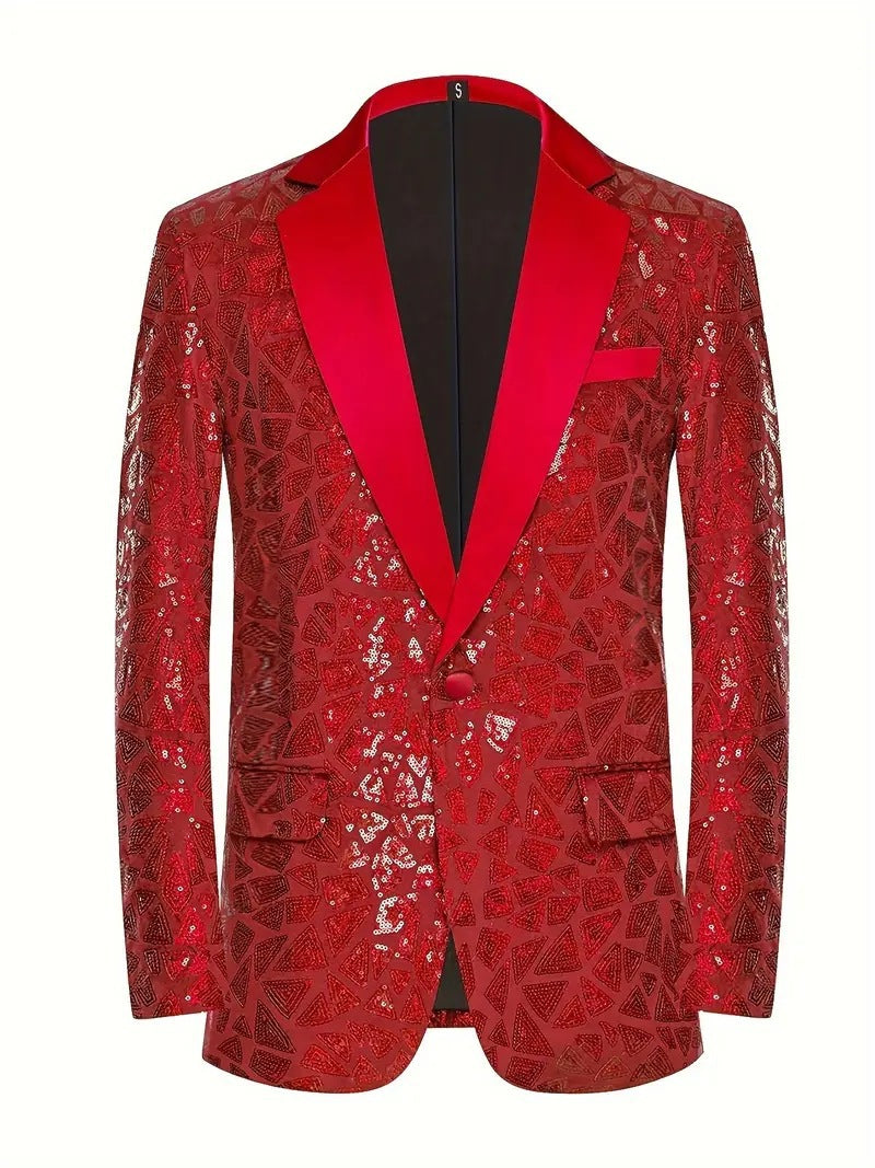 Herren Blazer Pailletten Glamour Schwarz