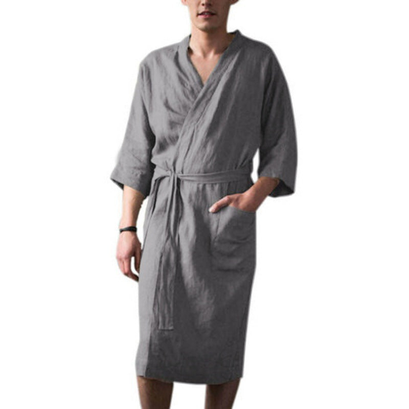 Herren Leinenbademantel Luxus Qualität Modern