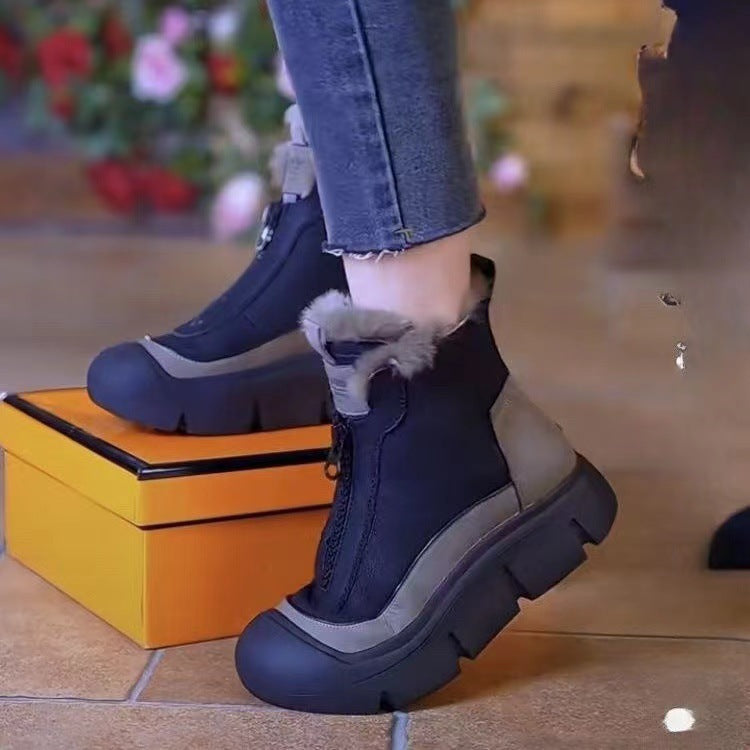 Damen Winterstiefel gefüttert Warm Antirutschsohle Schwarz