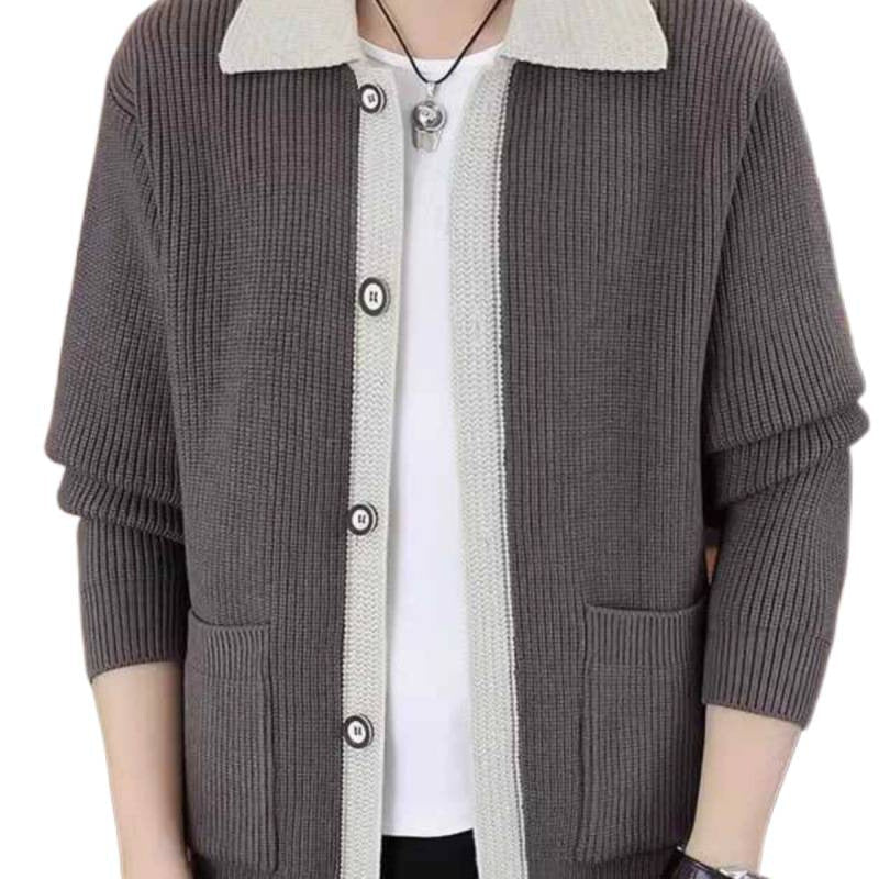 Herren Strickjacke Modern Button Up Design Schwarz