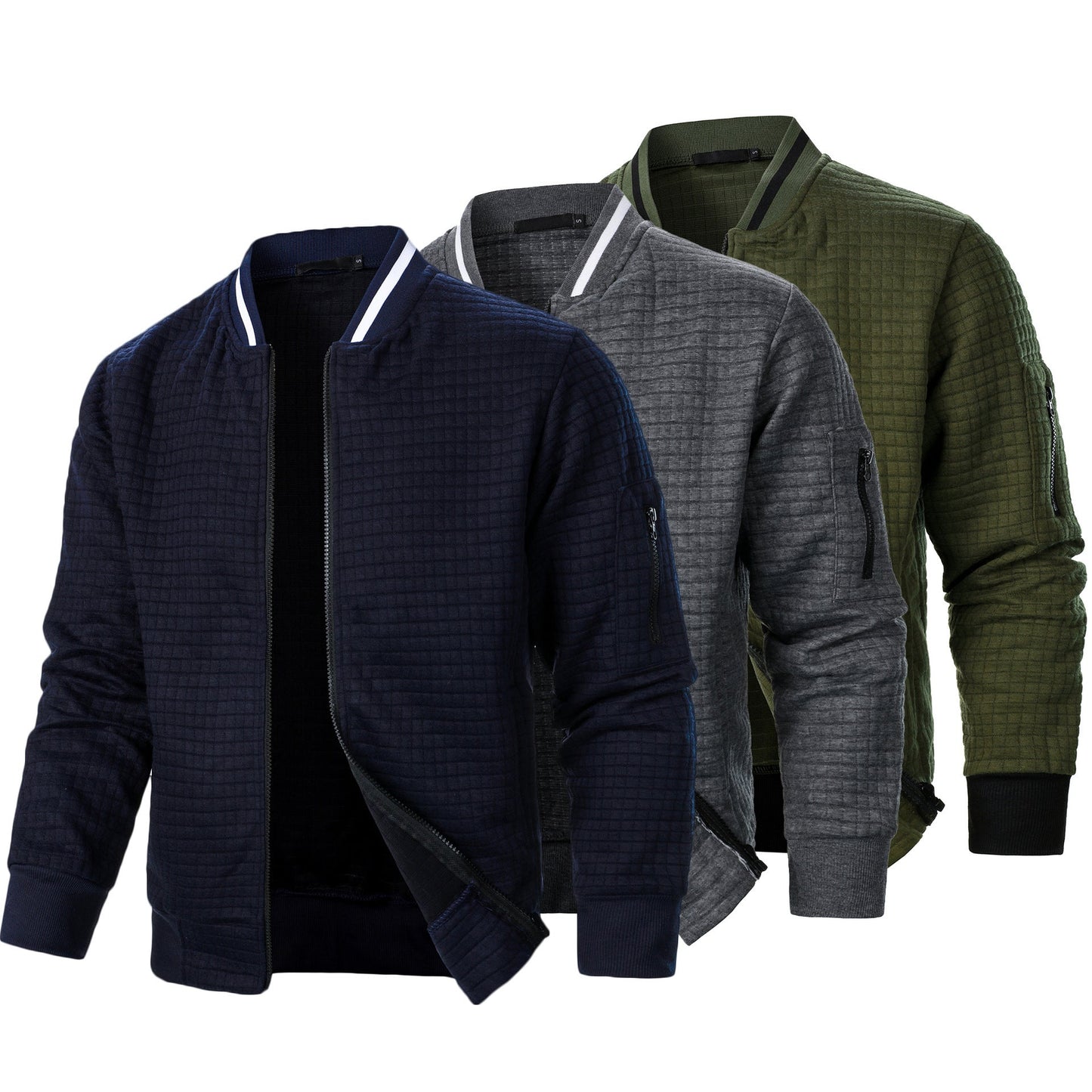 Herren Bomberjacke Steppjacke Reißverschluss Taschen
