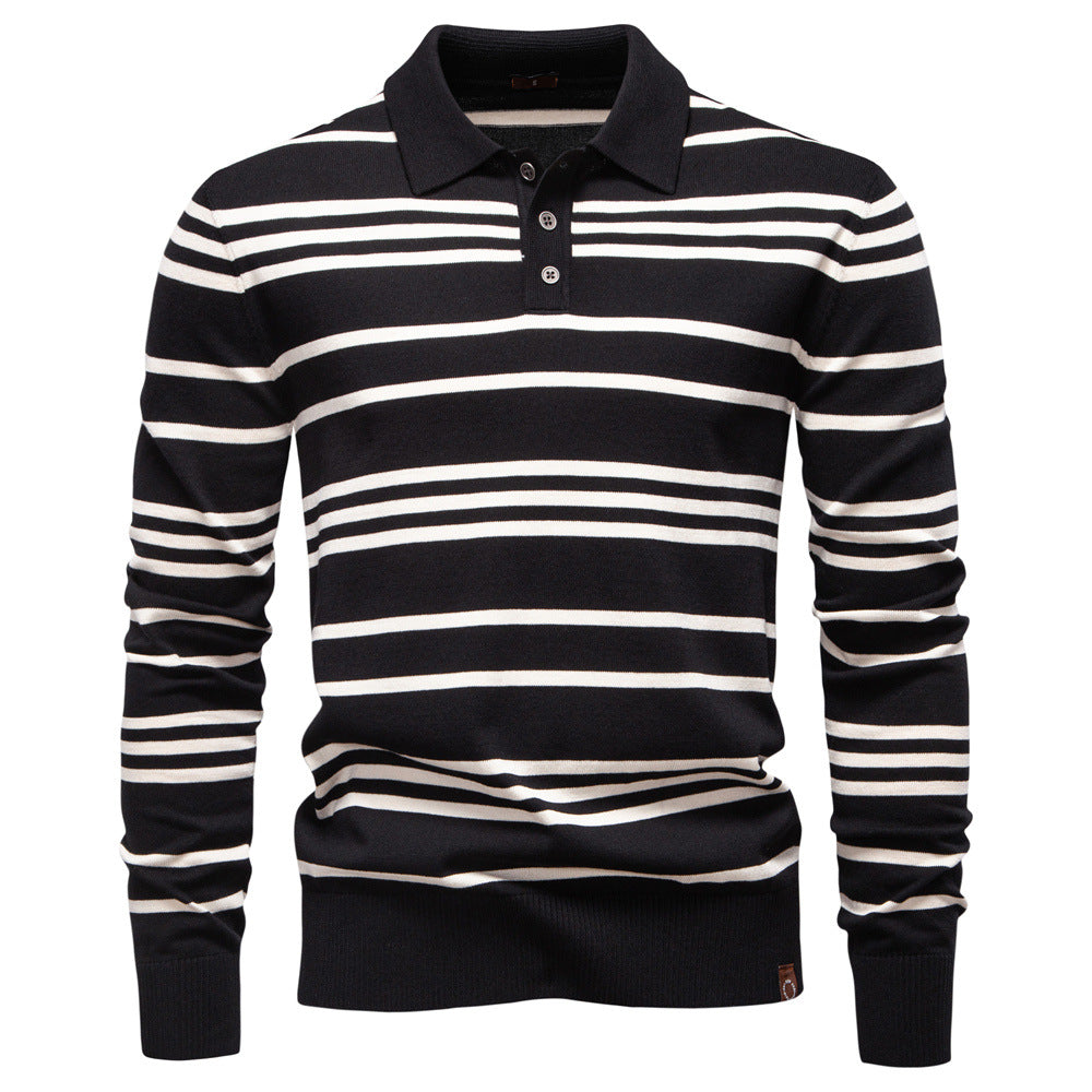 Herren Polo Pullover Streifenmuster Leicht Modern
