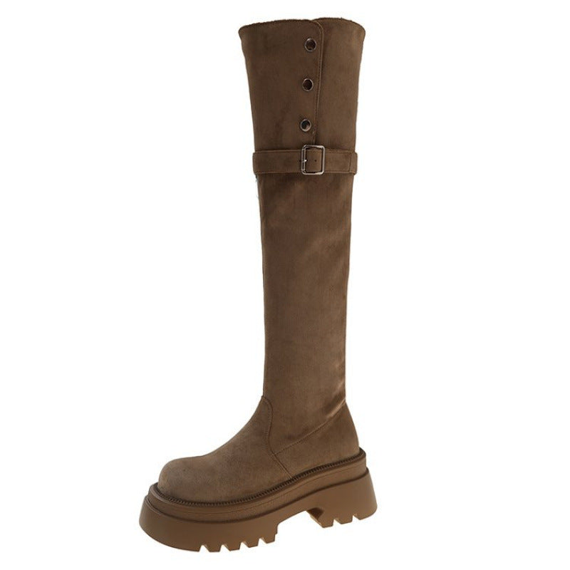 Damen Overknee Stiefel Elegante Schnürung Hochwertig