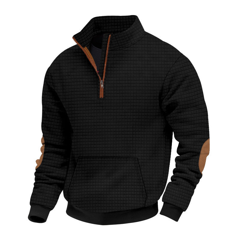 Herren Fleece-Pullover Stehkragen Modern Strukturiert
