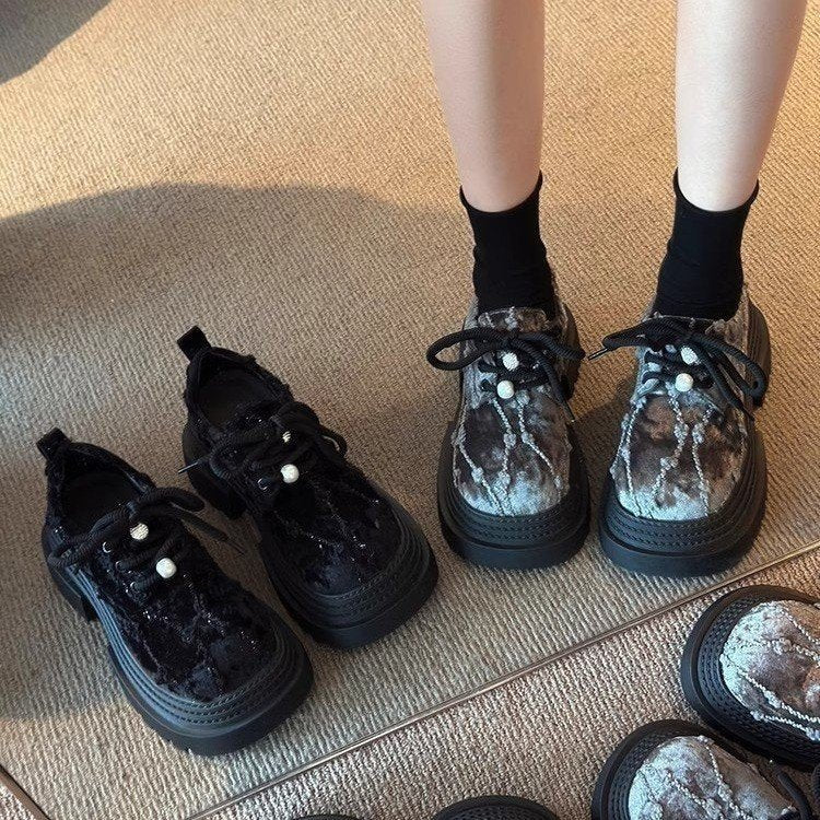 Damen Plattform Sneaker Chunky Strukturiert Schnüren