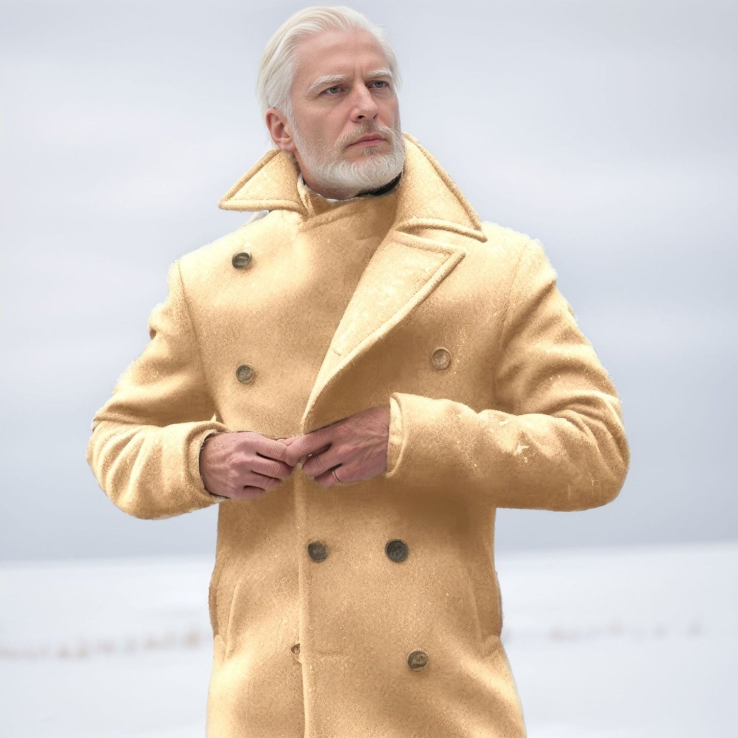 Herren Wollmantel Doppelreihig Eleganter Wintermantel