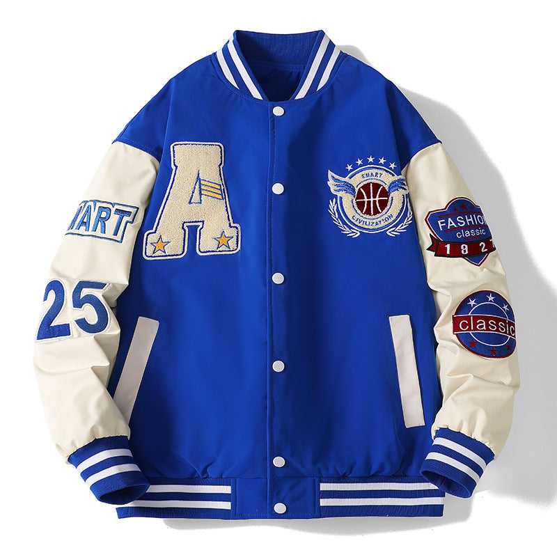 Herren Collegejacke Sportlich Atmungsaktiv Mit Stickerei