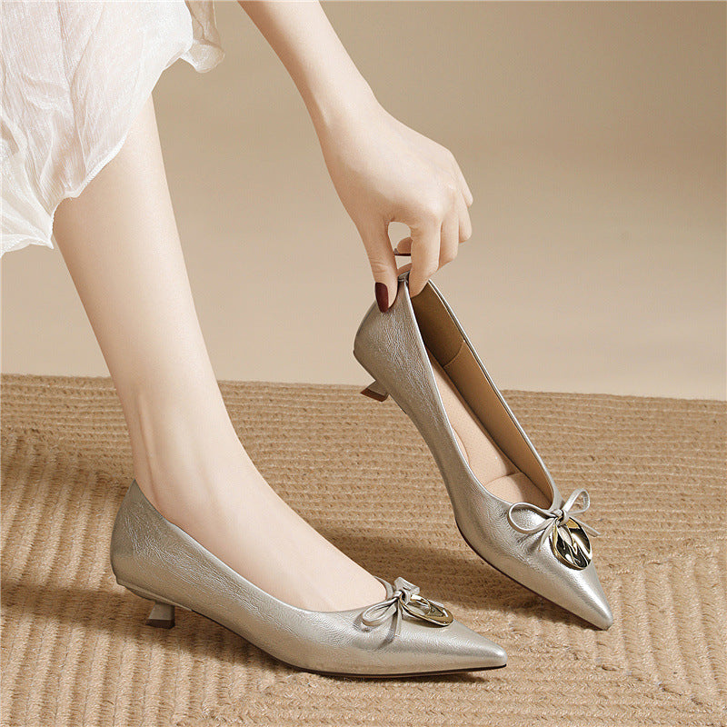 Damen Ballerinas Elegante Spitze Schuhe mit Zierschnalle