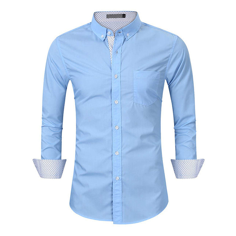 Herren Langarmhemd Modern Slim Fit Kontrast Akzent