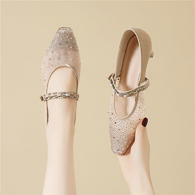 Glitzernde Slingback Pumps Damen Schuhe High Heel Elegant