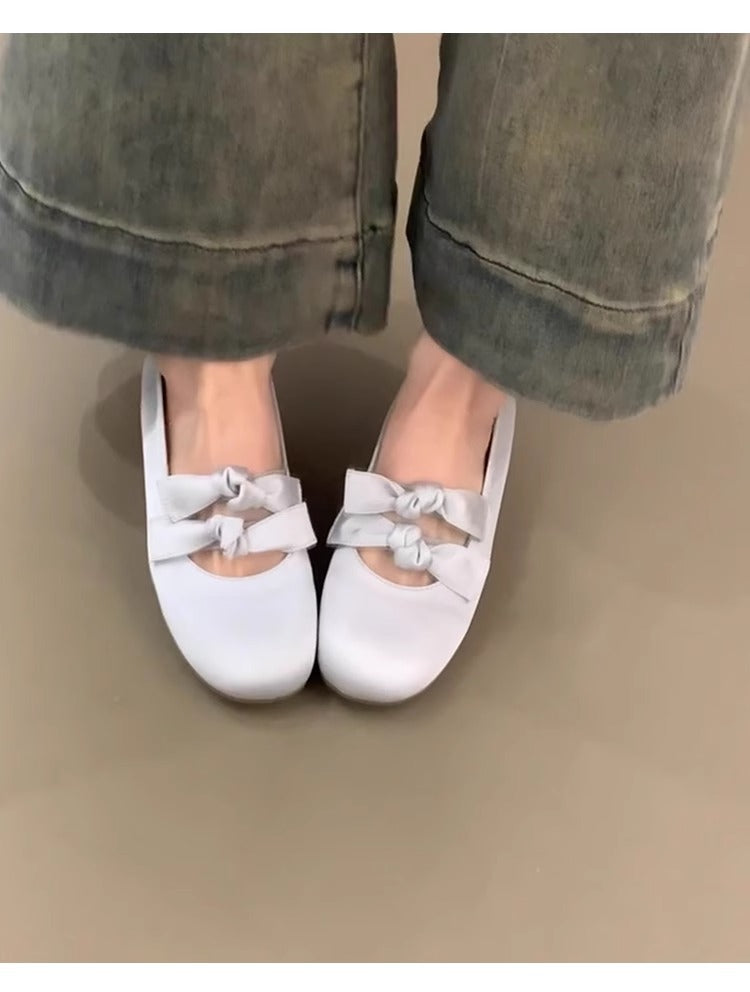 Damen Ballerinas Schleife Elegant Bequem