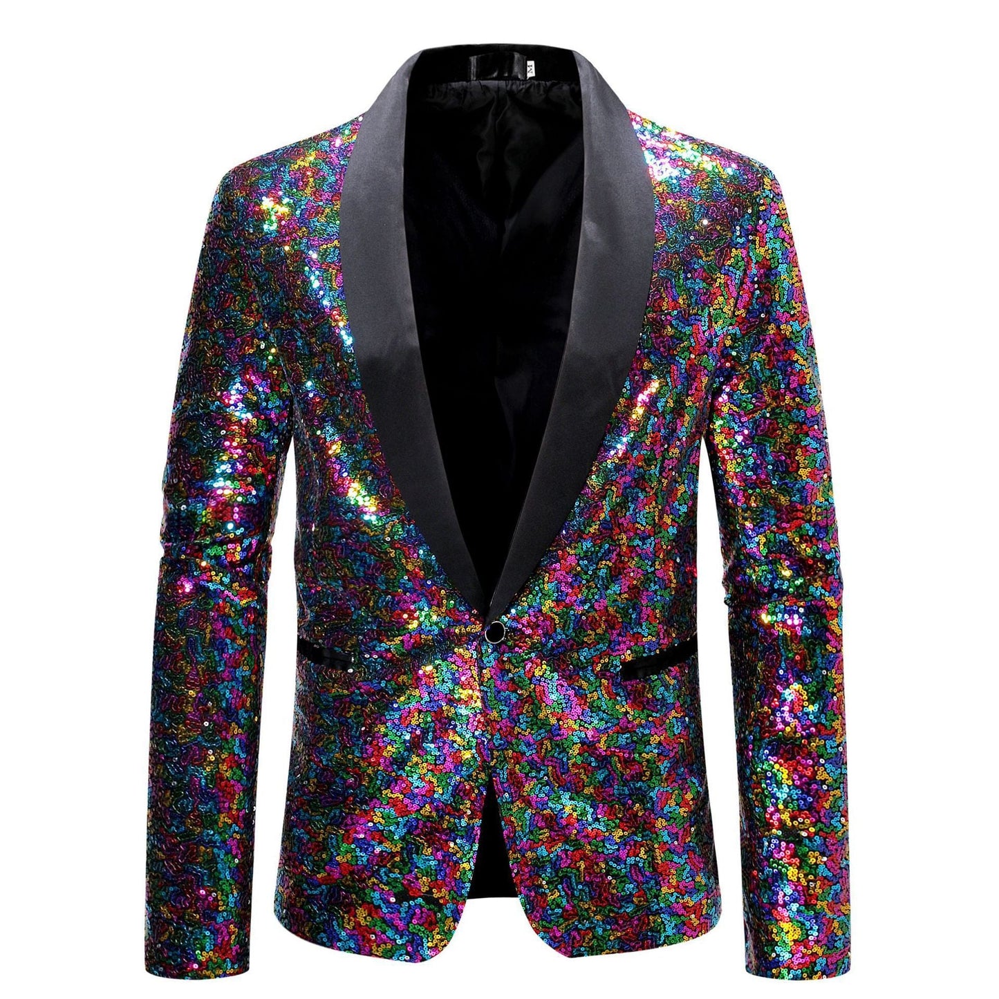Herren Blazer Elegant Pailletten Moderner Schnitt Glanz