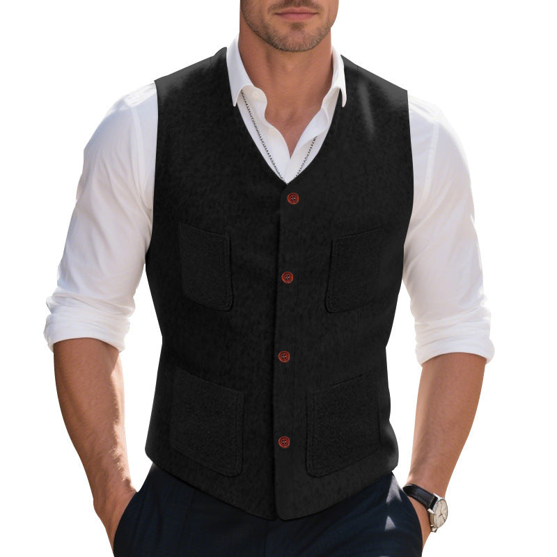 Herren Weste Wolle Warm mit Taschen Winter
