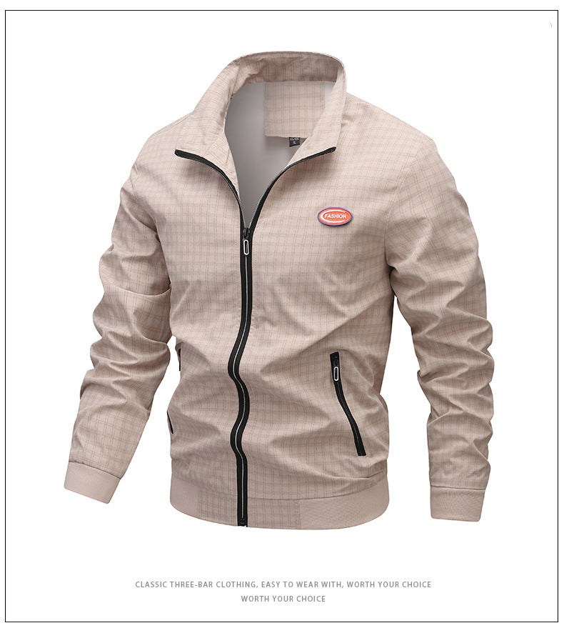 Herren Übergangsjacke Modern mit Karomuster und Taschen