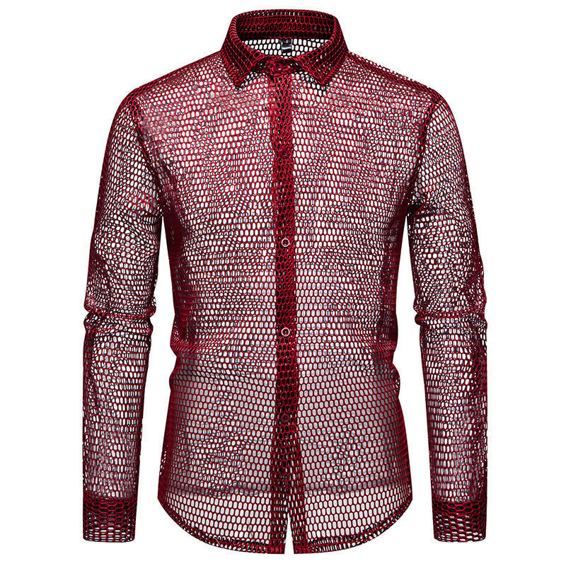 Herren Hemd Mesh atmungsaktiv Modern Designer