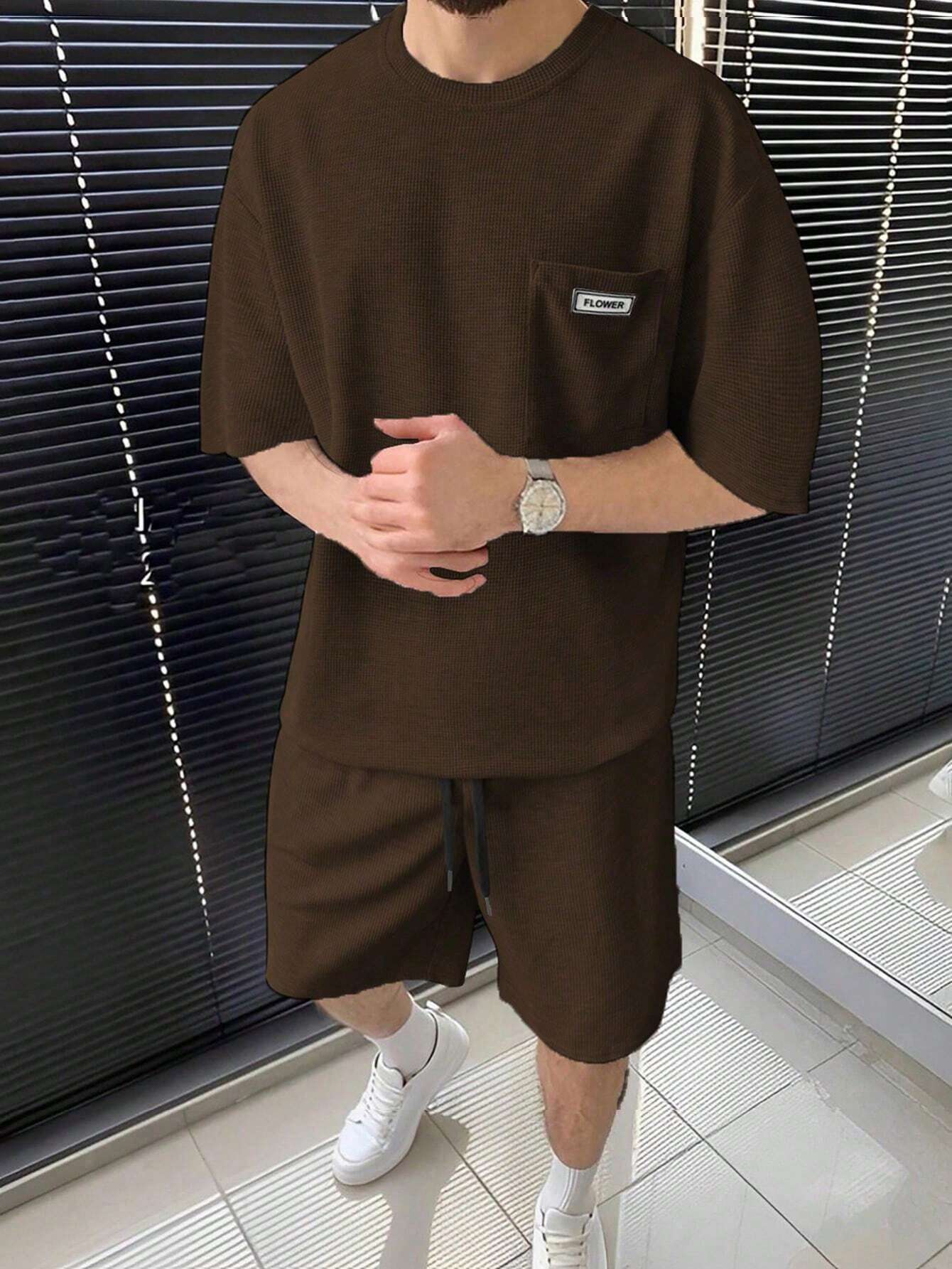 Herren Kurzarm T-Shirt und Shorts Set Sportlich Freizeit