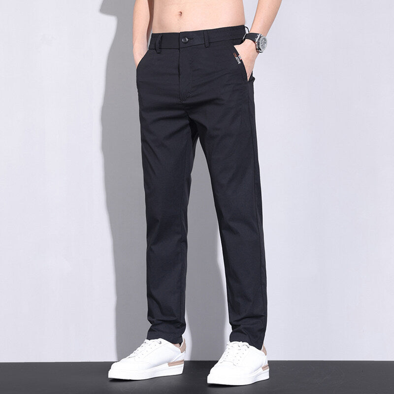 Herren Chino-Hose Elastisch Mit Seiten-Taschen Modern
