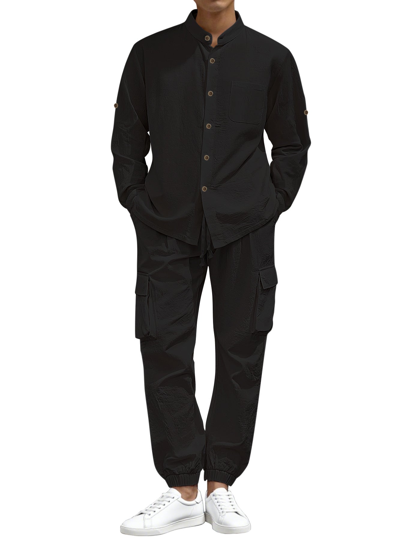 Herren Cargo-Hose Stehkragen Elastisch Bequem