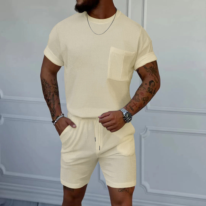 Herren Kurzarm-Set Bequem Elastisch Mit Taschen