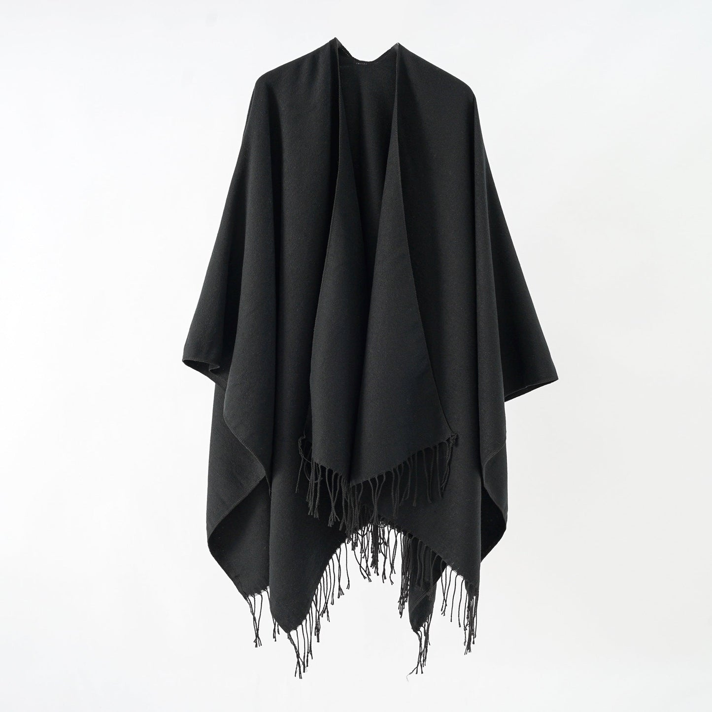 Damen Poncho Weich Fransen Luxus Modern
