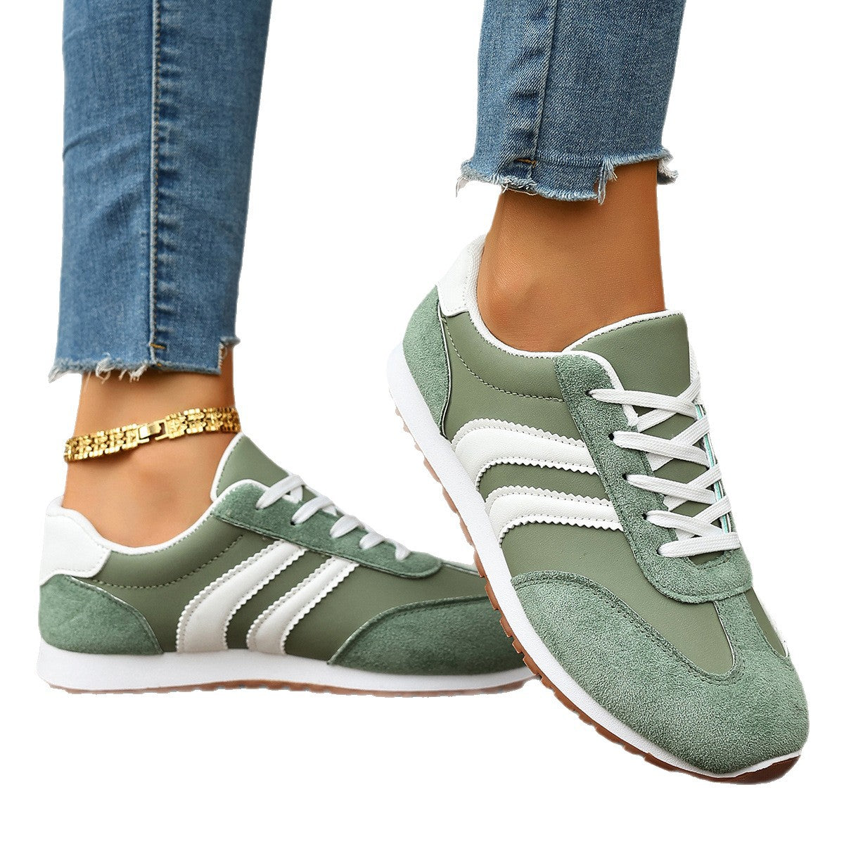 Damen Sneaker Sportlich Retro Atmungsaktiv Weich