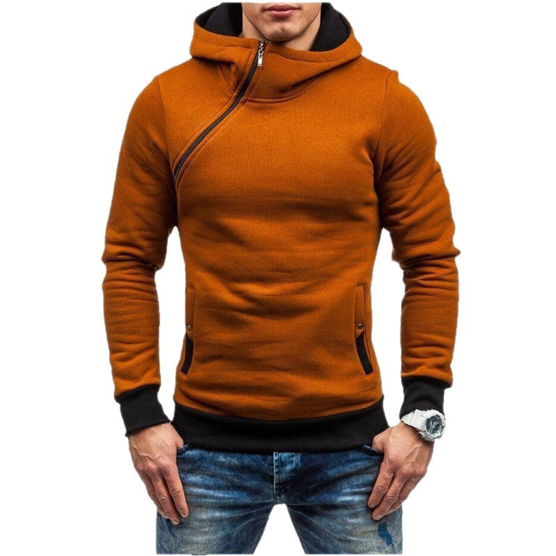 Herren Kapuzenpullover Stylish Reißverschluss Kontrast Ärmel
