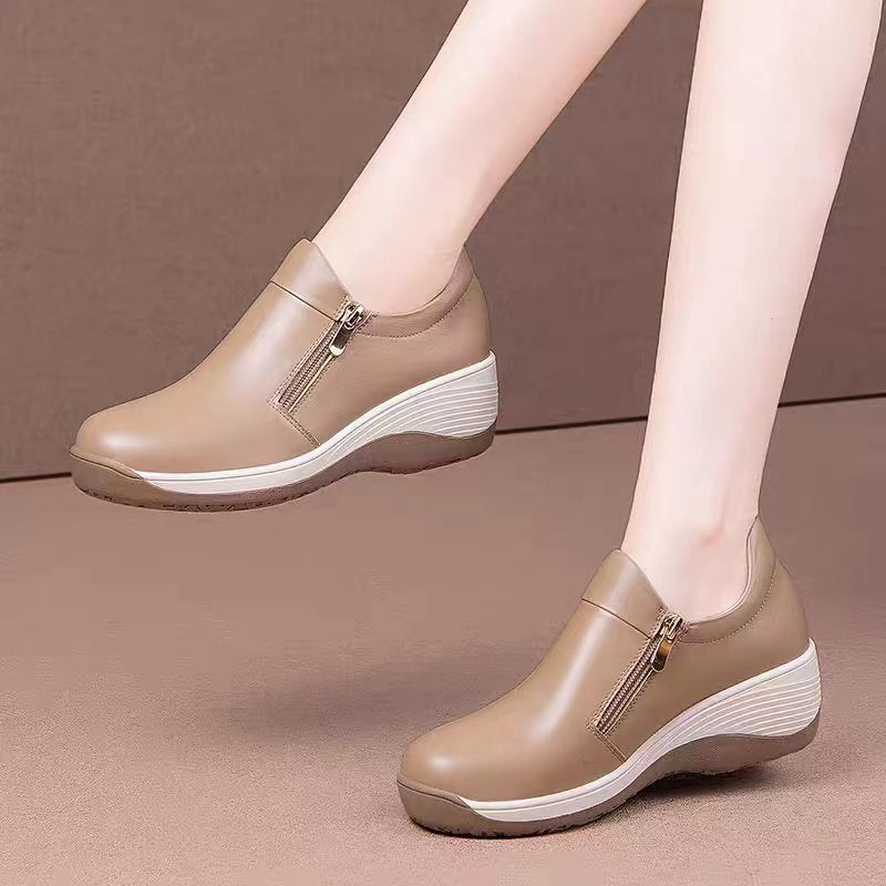 Damen Slip-On Schuhe Bequem Reißverschluss Weich