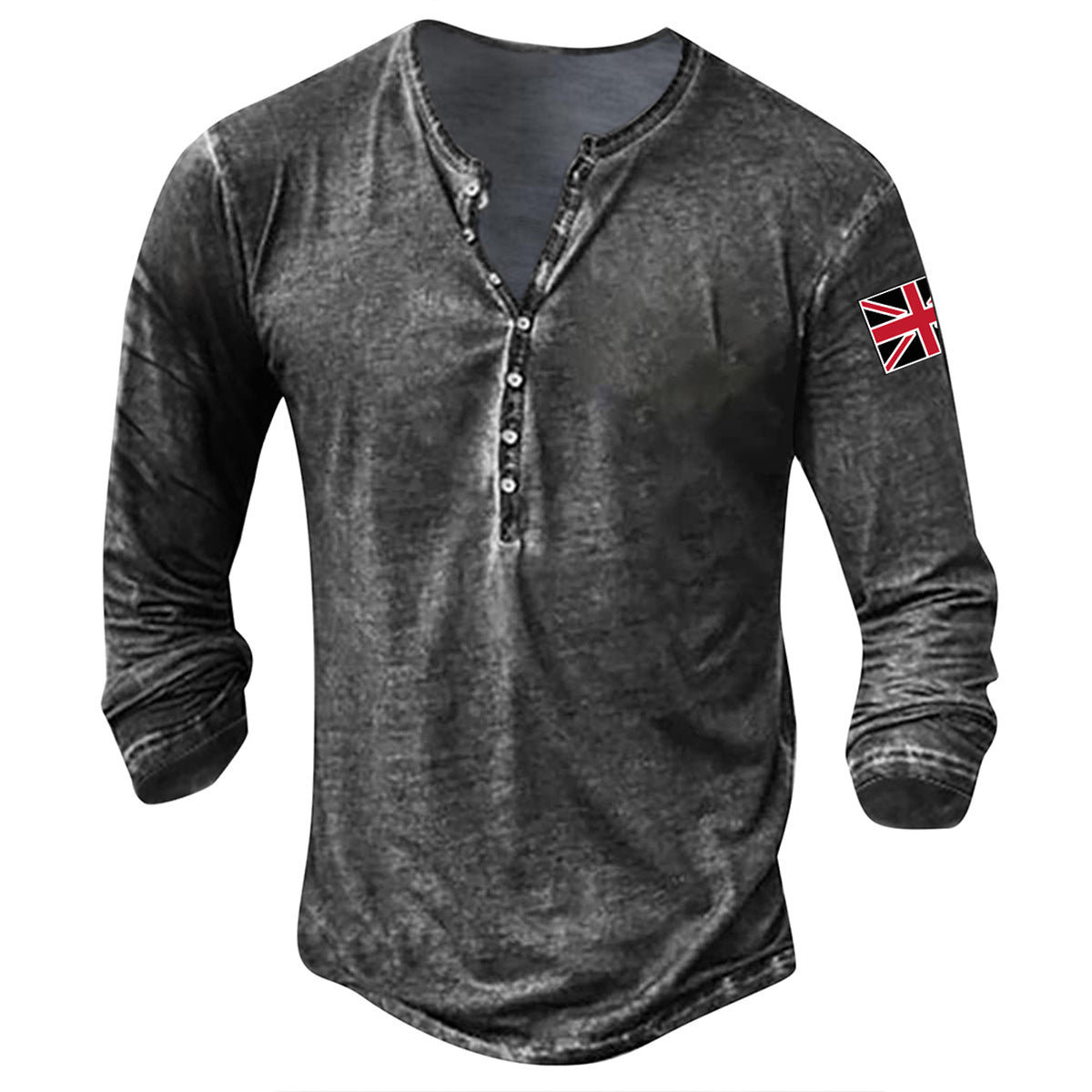 Herren Langarmhemd Modern mit Knöpfen und Aufdruck