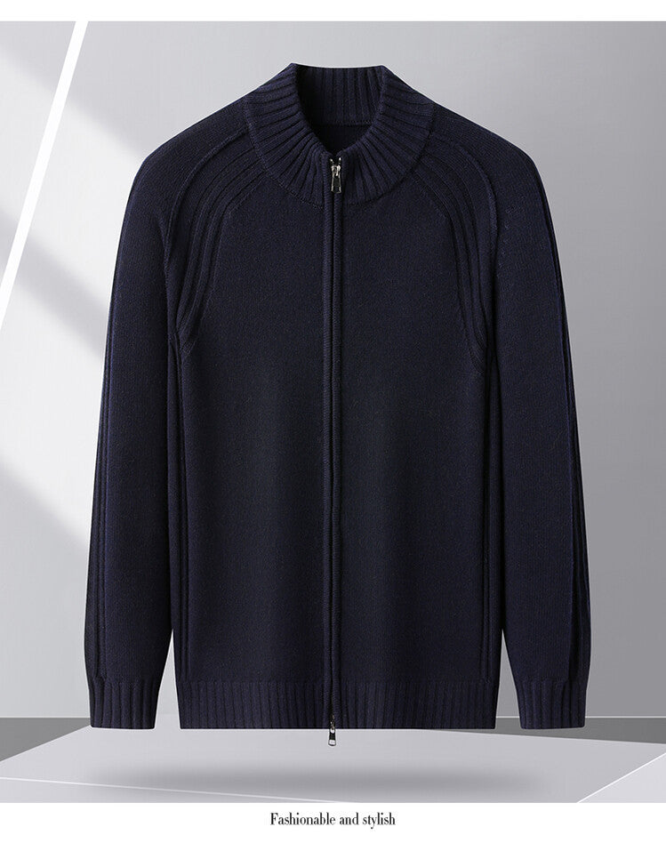 Herren Strickjacke Reißverschluss Kragen Hoch Modern