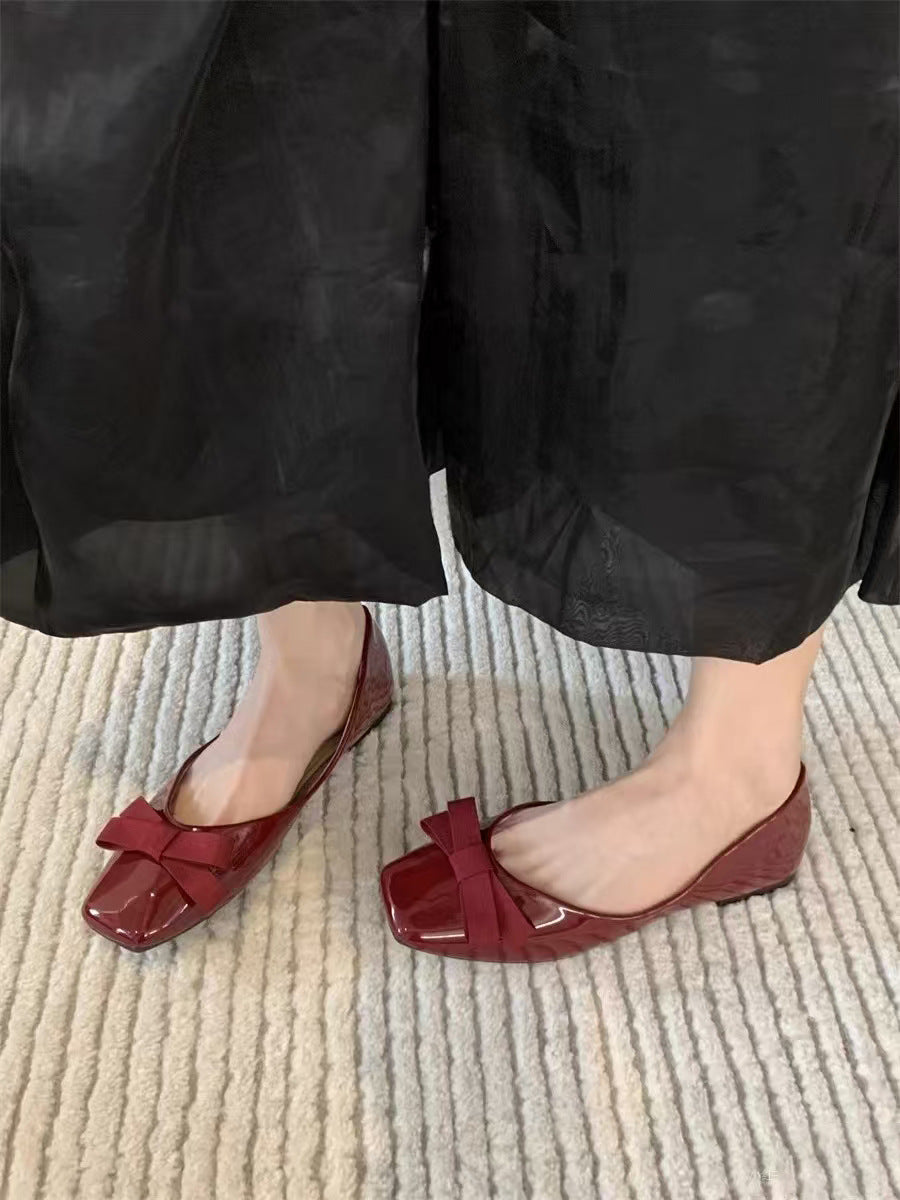 Damen Ballerinas Weich Bequem Mit Schleife