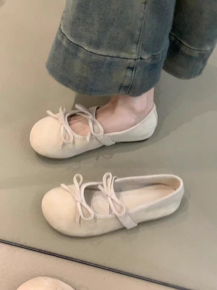 Damen Ballerinas Schleifen Design Bequem Komfort