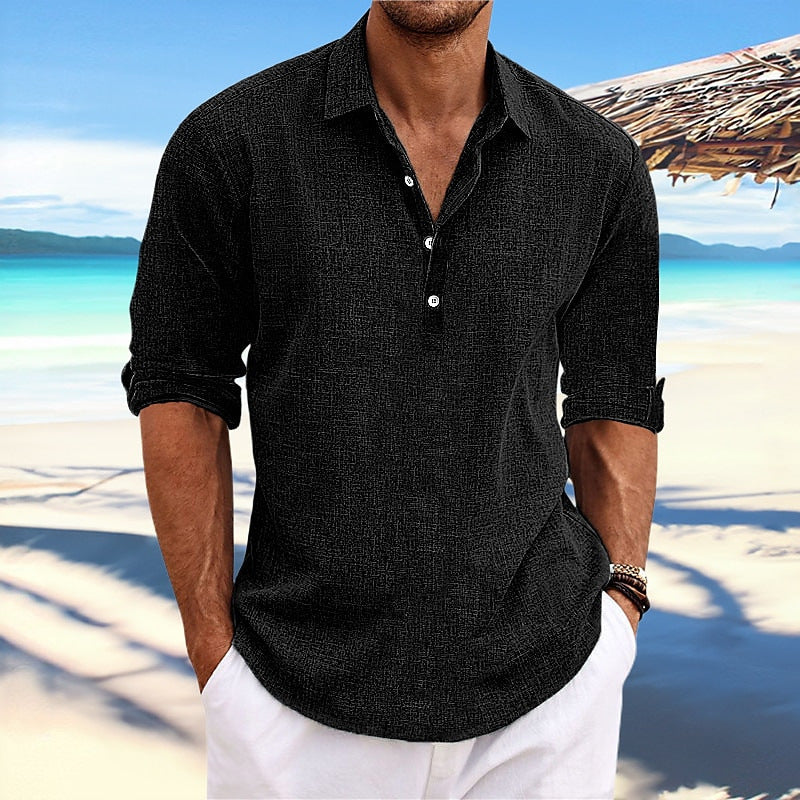 Leinen Hemd Herren Langarm Leger Modern