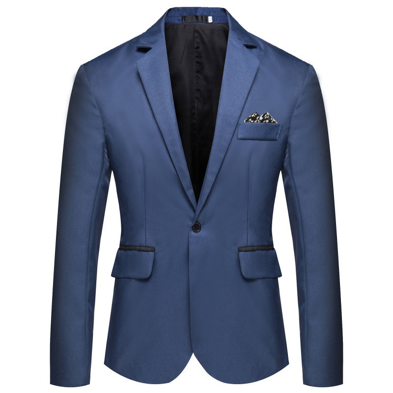 Herren Blazer Elegant Seide Optik Knopf Schließung Modern