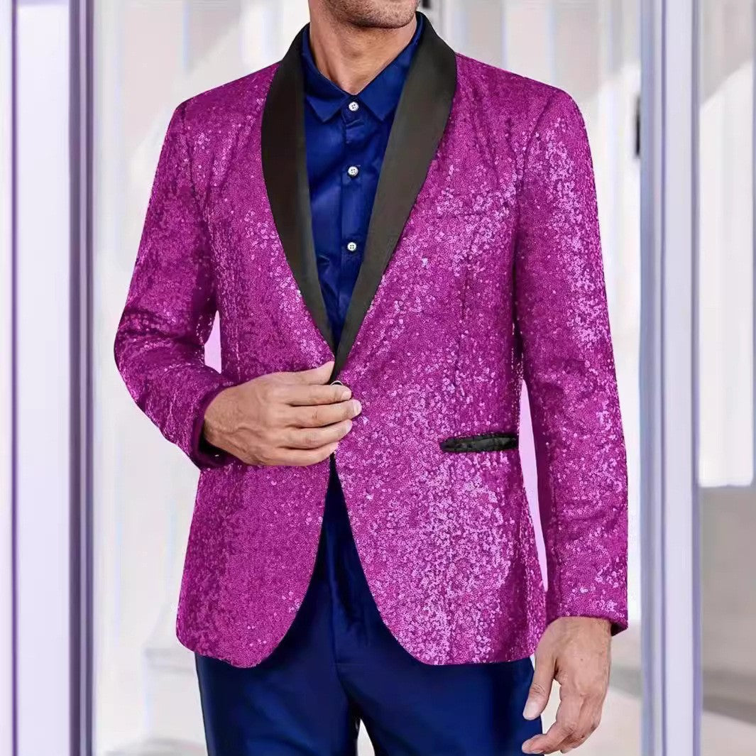 Herren Pailletten Blazer Seidenjacke Glamour