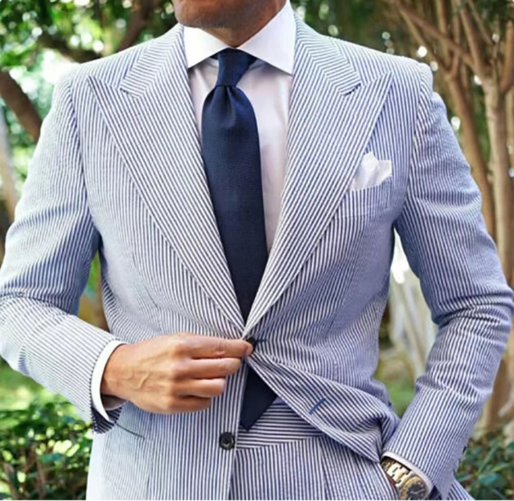 Herren Blazer Elegant Gestreift Slim Fit Anzug