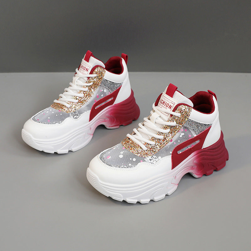 Damen Sneaker Sportlich Bequem Schimmernde Akzente