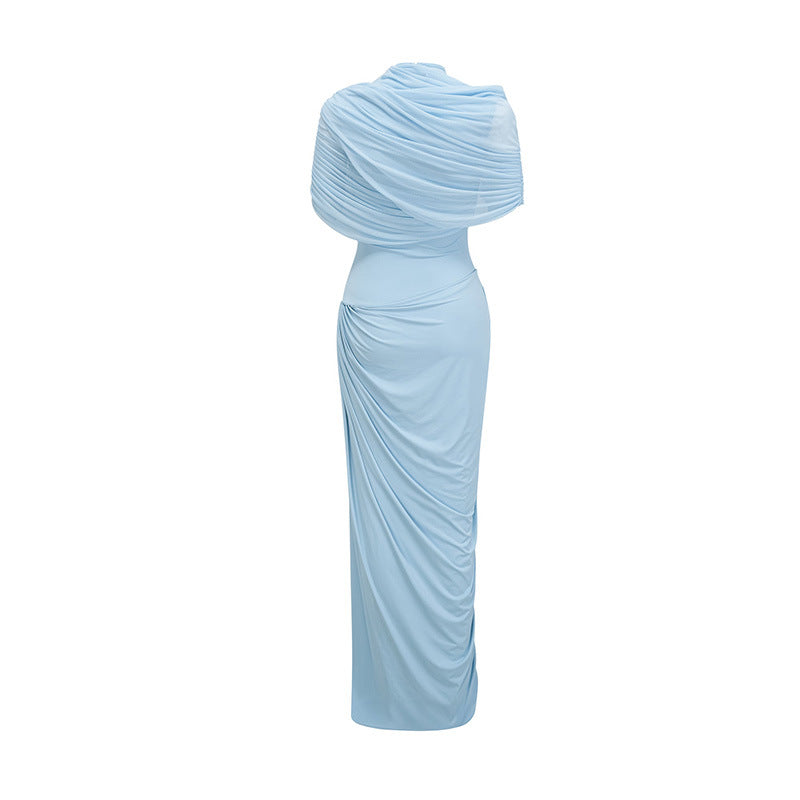 Elegantes Maxikleid Damen Lang Kleid Mit Drapierungen