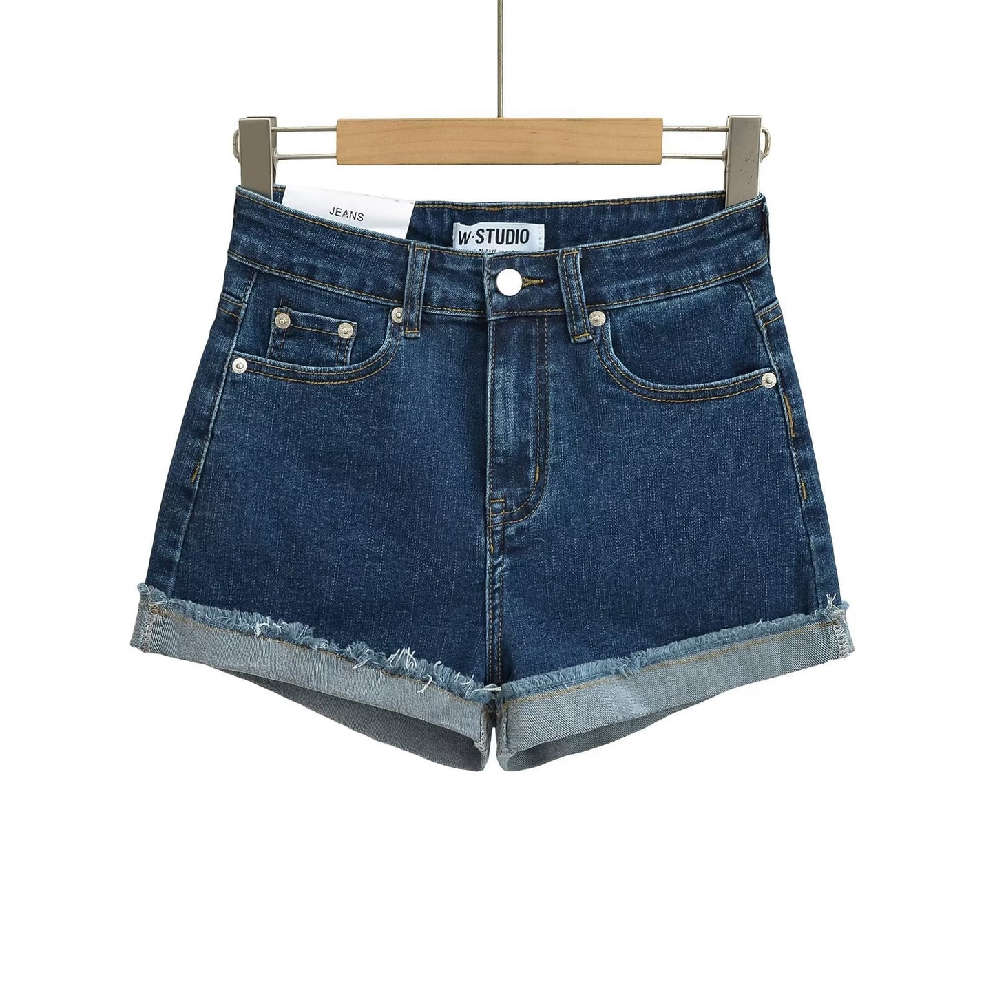 Damen Jeansshorts Lässig Schnitt Mit Effektnähten
