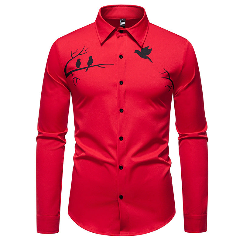 Herren Langarmhemd Vogel Motiv Berlin Style