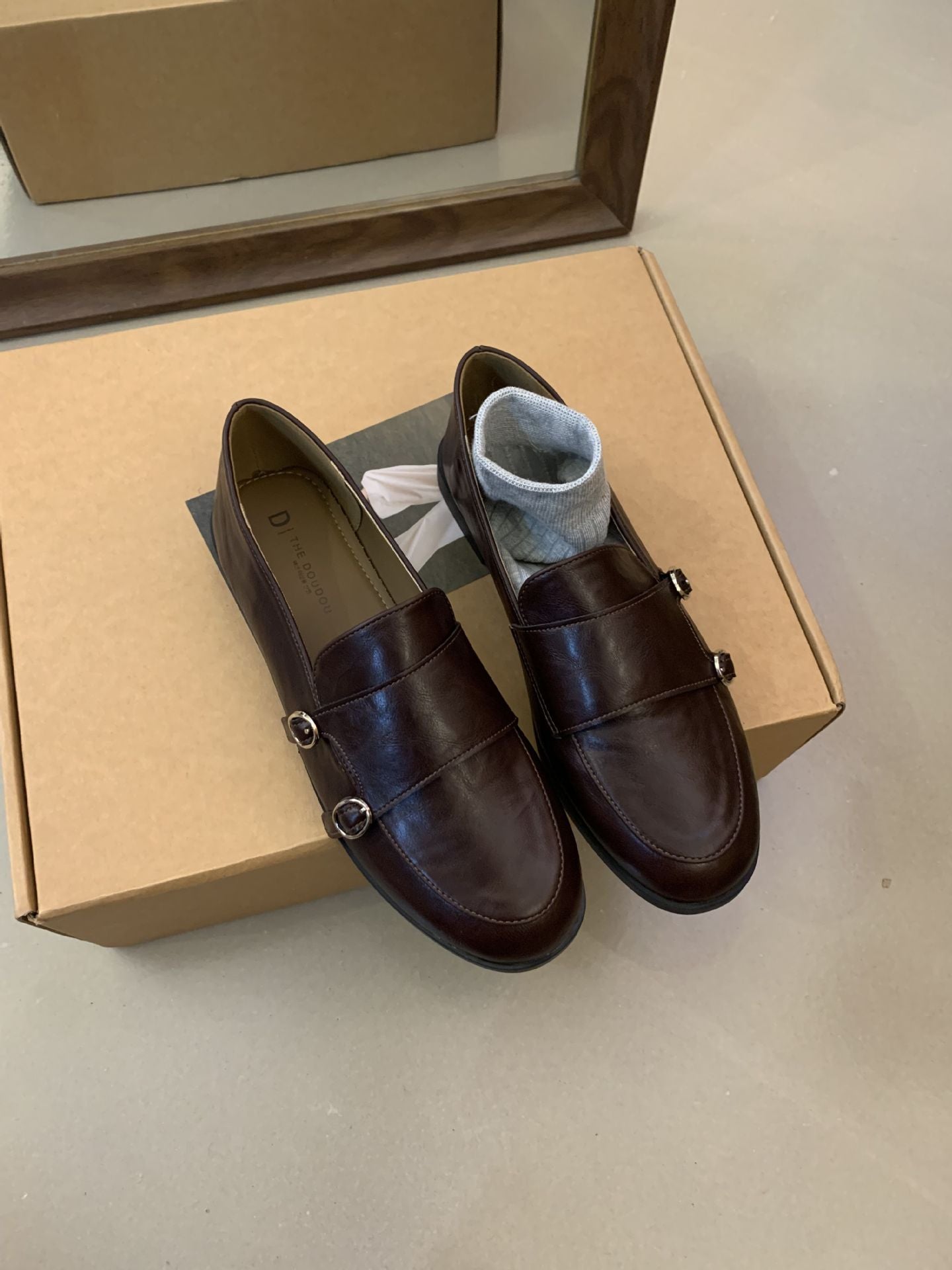Damen Mokassins Elegant mit Schnalle Modisch schwarz
