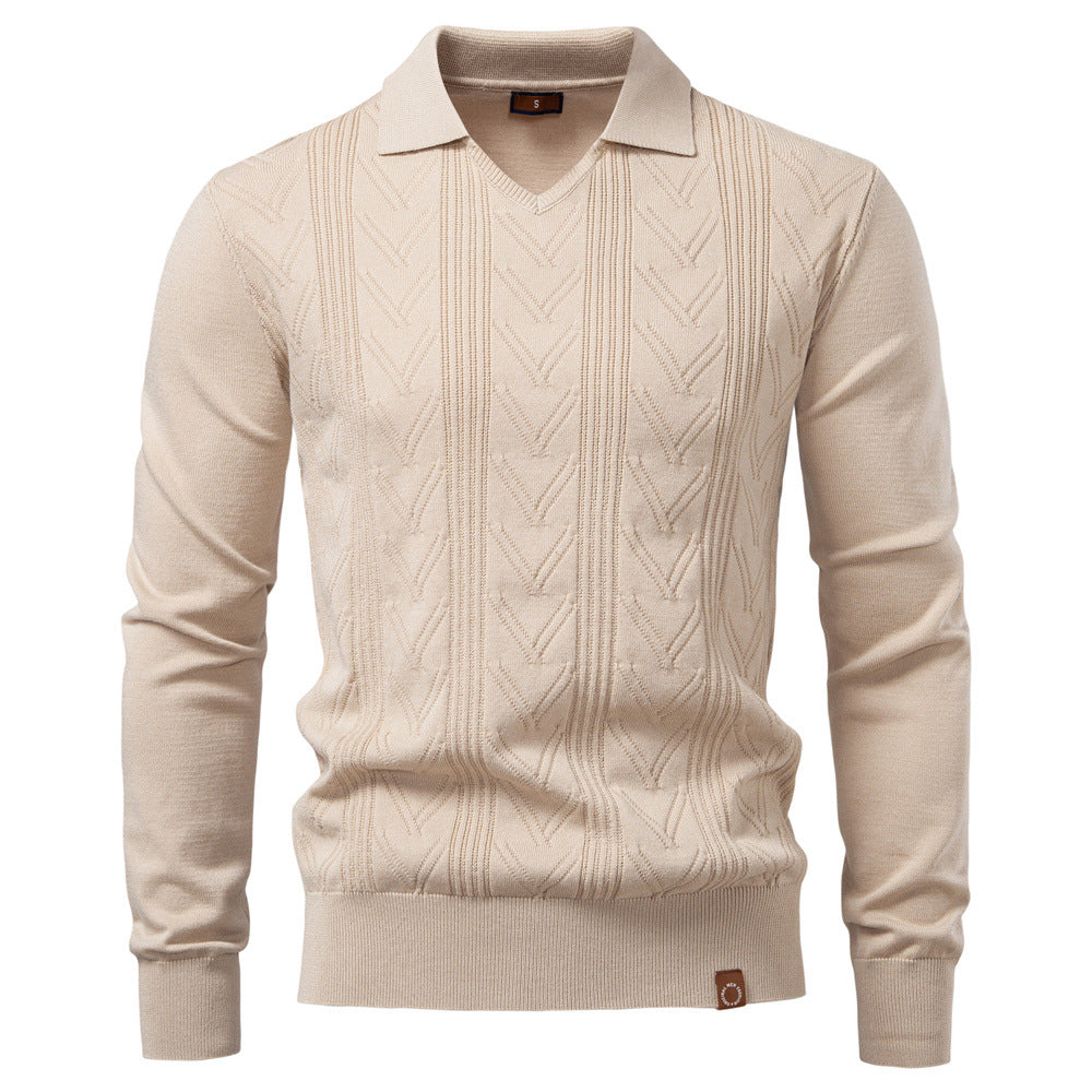 Herren Pullover V-Ausschnitt Struktur Optik Modern