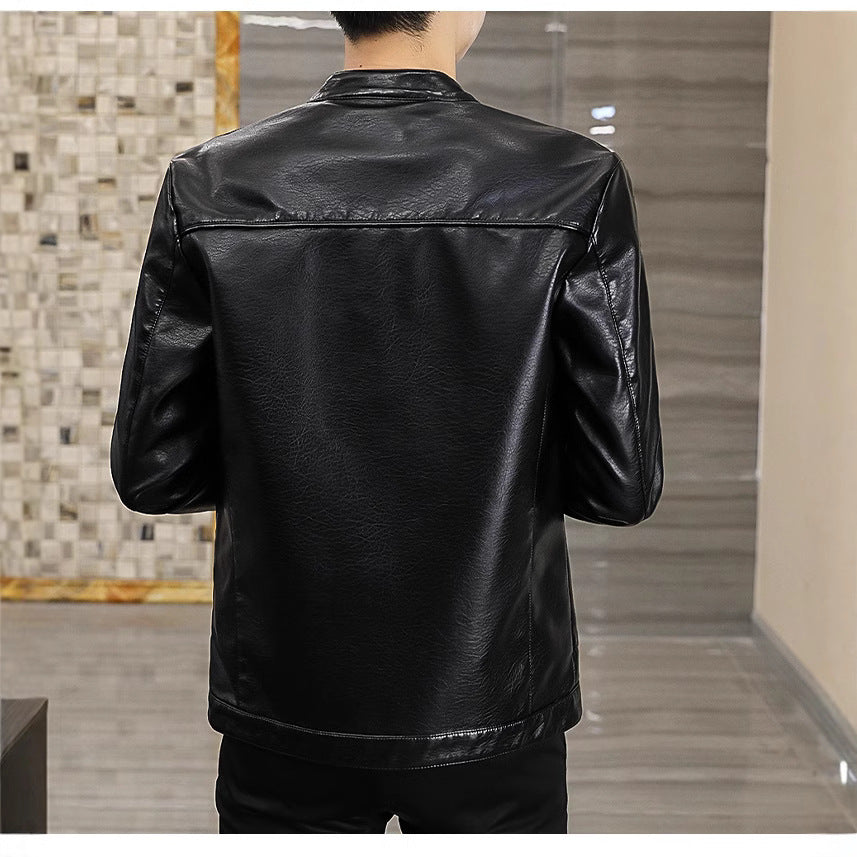 Lederjacke Herren Längschnitt schwarz Ledermantel Modern