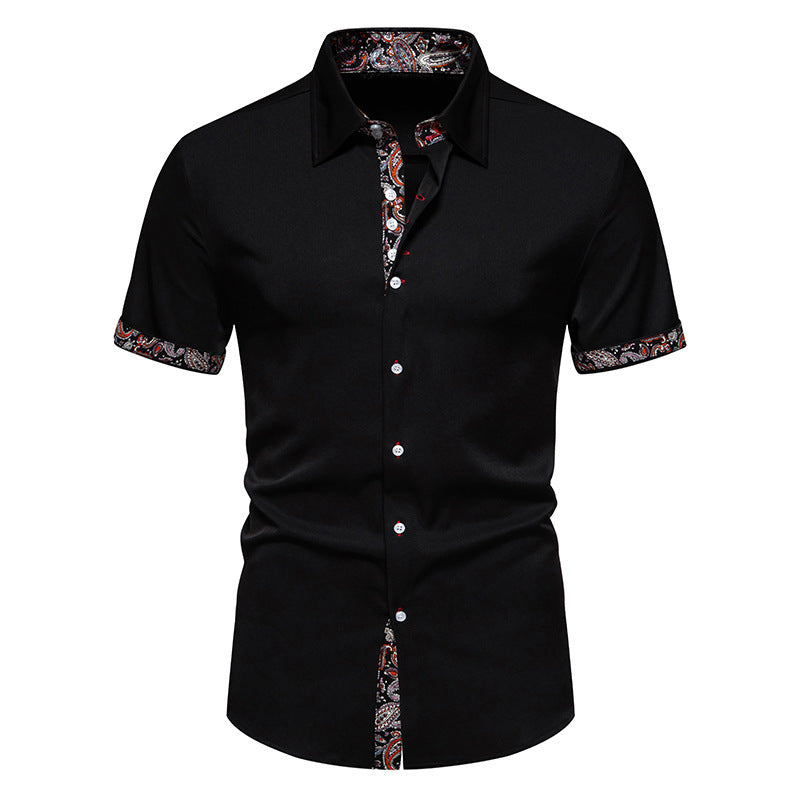 Herren Kurzarmhemd Modern mit Kontrastdetails und Stilvoll Kragen