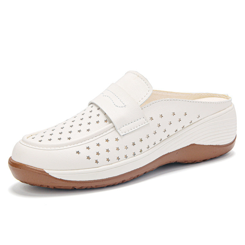 Damen Clogs Bequem atmungsaktiv Leder Schwarz